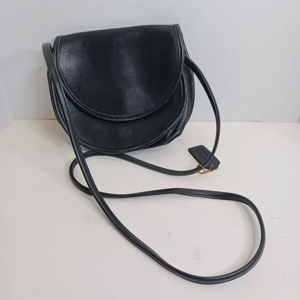 Coach Casey Black Leather Crossbody Vintage Handbag Purse